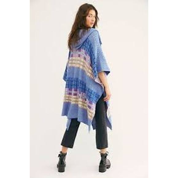 Free People Mercer Kimono Poncho hooded open front ONE SIZE - Picture 2 of 7